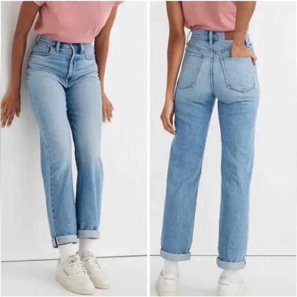Madewell Perfect Vintage Jeans Size 28 Straight Leg Blue Denim 100% Cotton - Picture 1 of 11